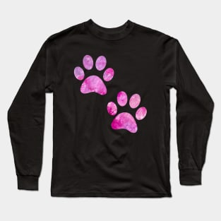 watercolor dogs paw, watercolor dog paw blue, watercolor puppy paw Long Sleeve T-Shirt